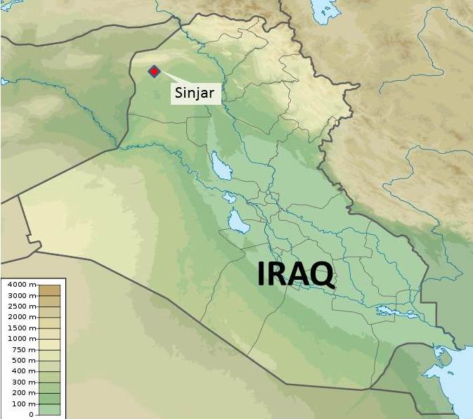 Location of Sinjar, Iraq